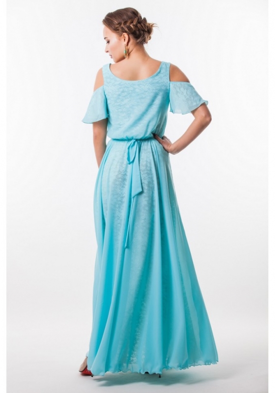Платье с пышной юбкой в пол  Seam &quot;Сюзанна&quot; голубое  - Платье с пышной юбкой в пол  Seam "Сюзанна" голубое 