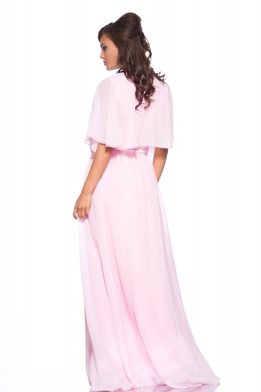 Платье в пол с накидкой из шифона  Leleya Деви розовое  - Платье в пол с накидкой из шифона  Leleya Деви розовое 