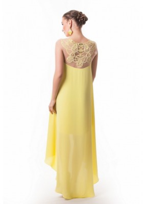 Платье без рукавов с кружевом на спине Seam 4392 жёлтое