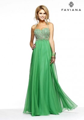Платье со стразами в пол, style 7322 зеленое