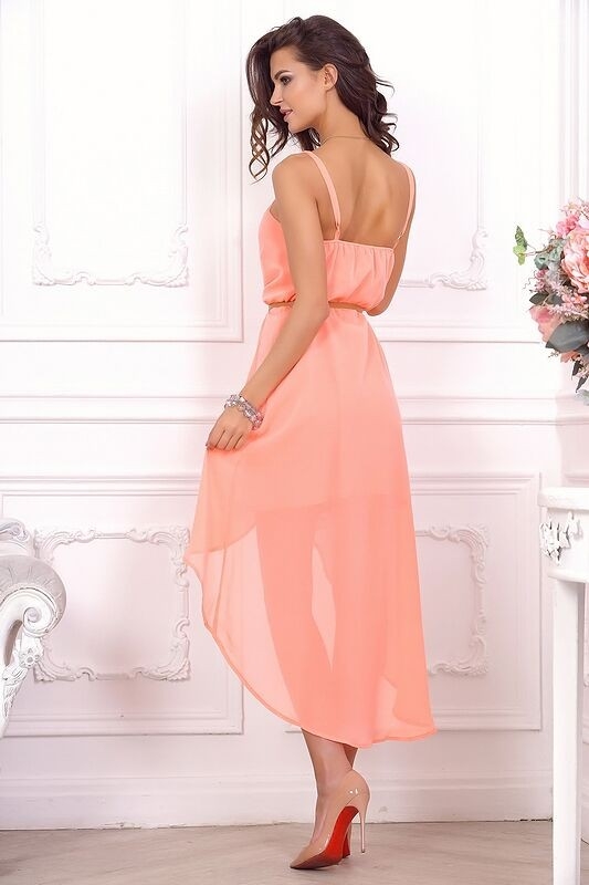 Платье длинное со шлейфом и открытой спиной  21009 розовое  - Платье длинное со шлейфом и открытой спиной  21009 розовое 
