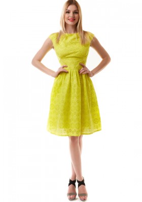 Платье без рукавов с юбкой солнце  dress 601 жёлтое 
