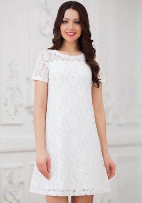 Кружевное платье трапеция Eva 5240 белое 