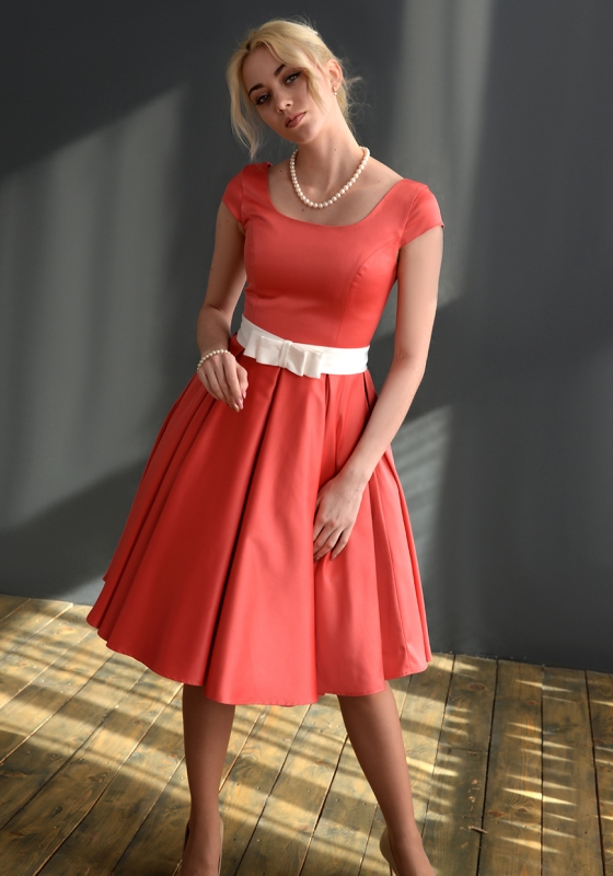 Коктейльное платье Кейт (коралл) - Коктейльное платье Кейт (коралл)