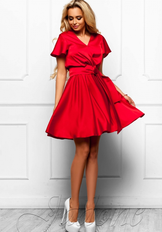 Платье с юбкой солнце-клеш JDN6 красное - Платье с юбкой солнце-клеш JDN6 красное