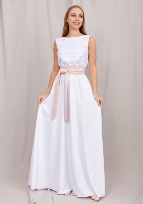 Вечернее платье с кружевом длины макси (Агния белый)
